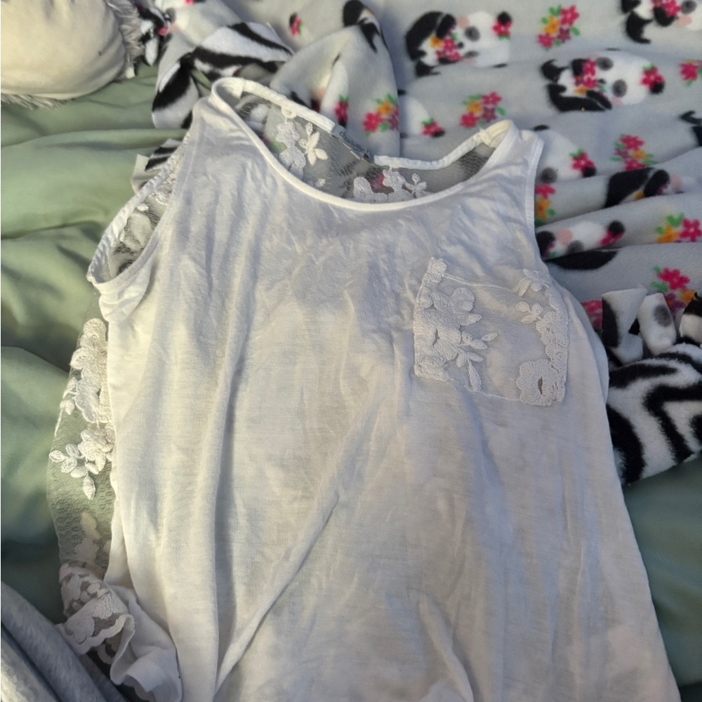 Charlotte Russe White Lace Detail Top